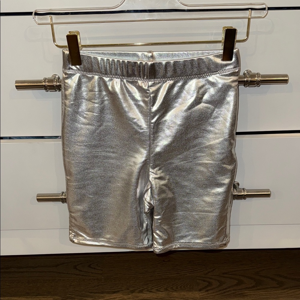 SKIMS Metallic Silver Kids Shorts